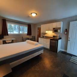 Freshly painted bachelor suite living space!