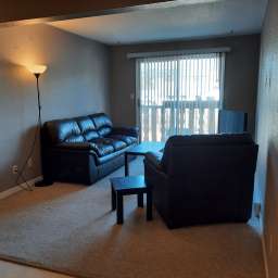 Living room with north-facing balcony